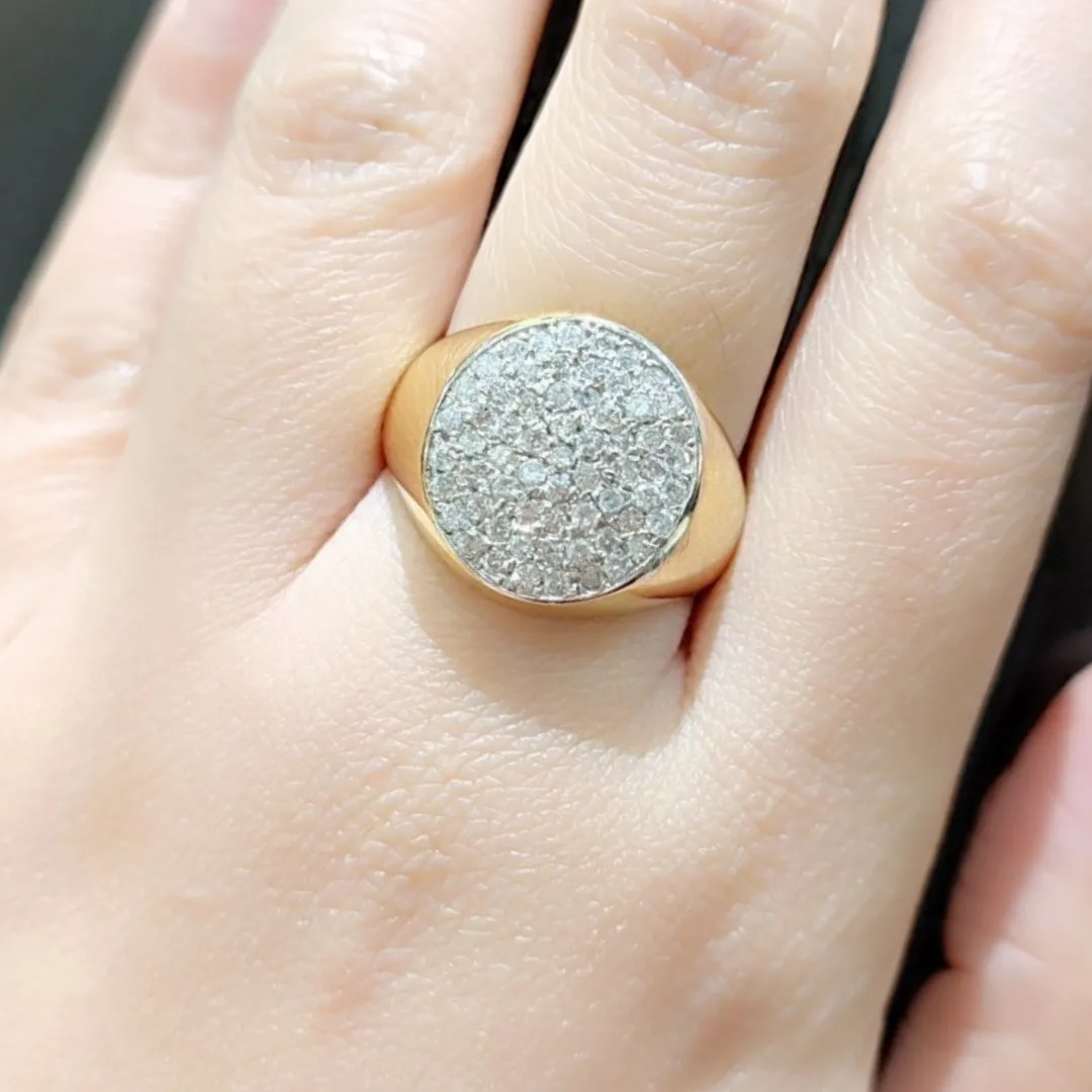 1.50ctw Round Illusion Diamond Men's Ring 14K Yellow Gold