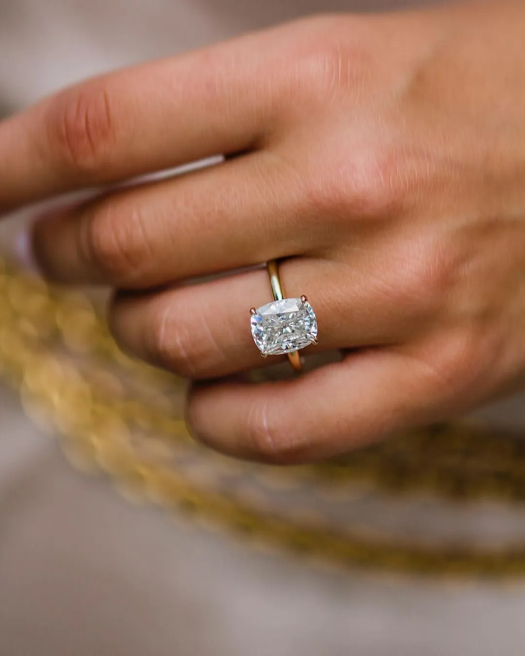 5.00 CTW Elongated Cushion Moissanite Engagement Ring
