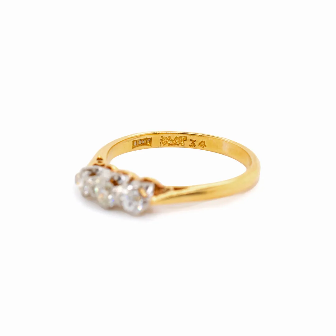 Antique Edwardian Era Platinum & 18K Yellow Gold Diamond Engagement Ring