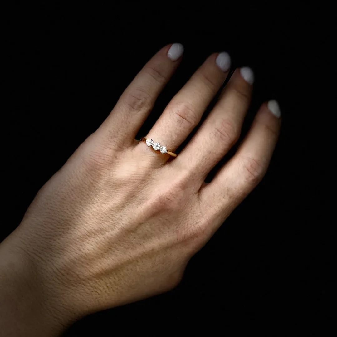 Antique Edwardian Era Platinum & 18K Yellow Gold Diamond Engagement Ring
