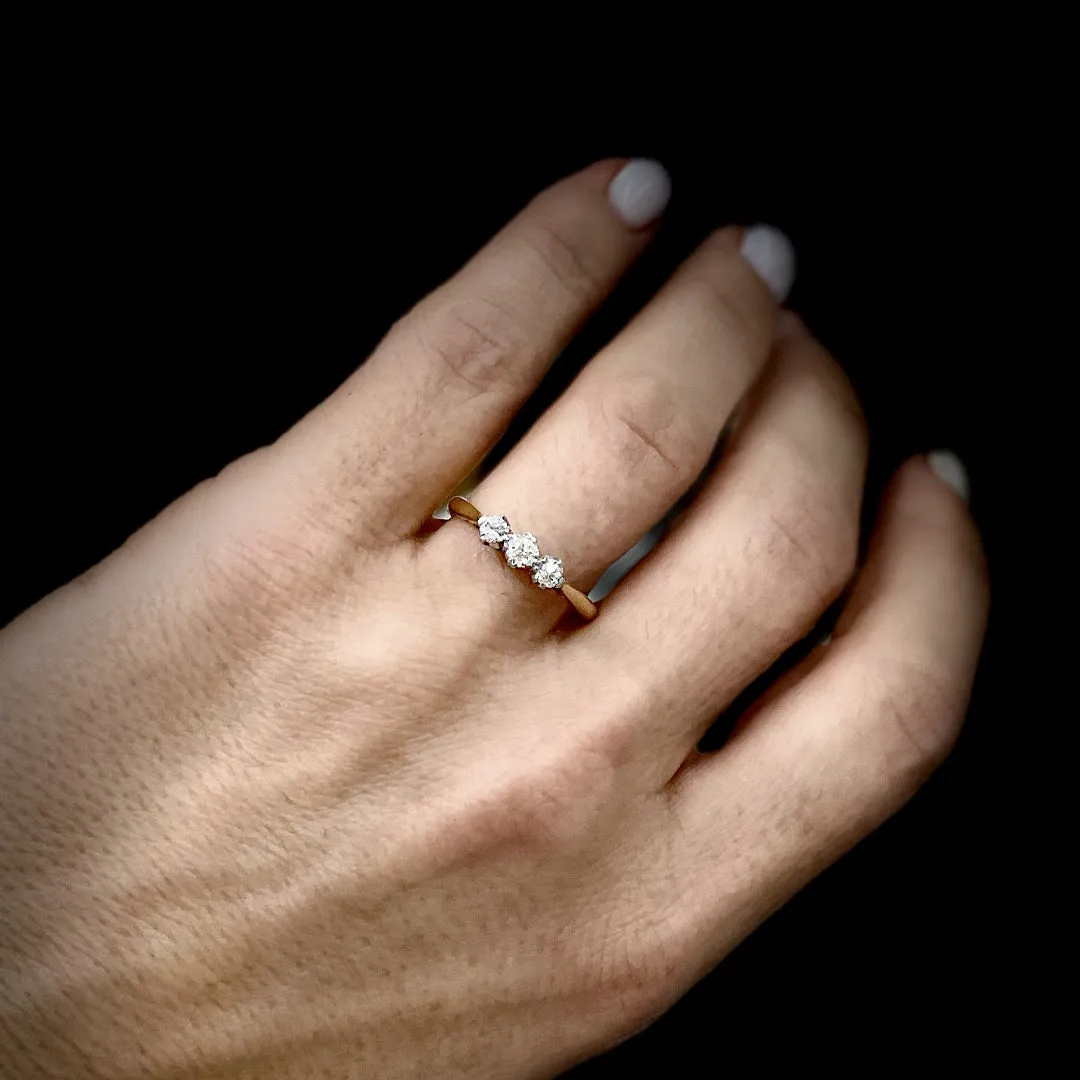 Antique Edwardian Era Platinum & 18K Yellow Gold Diamond Engagement Ring