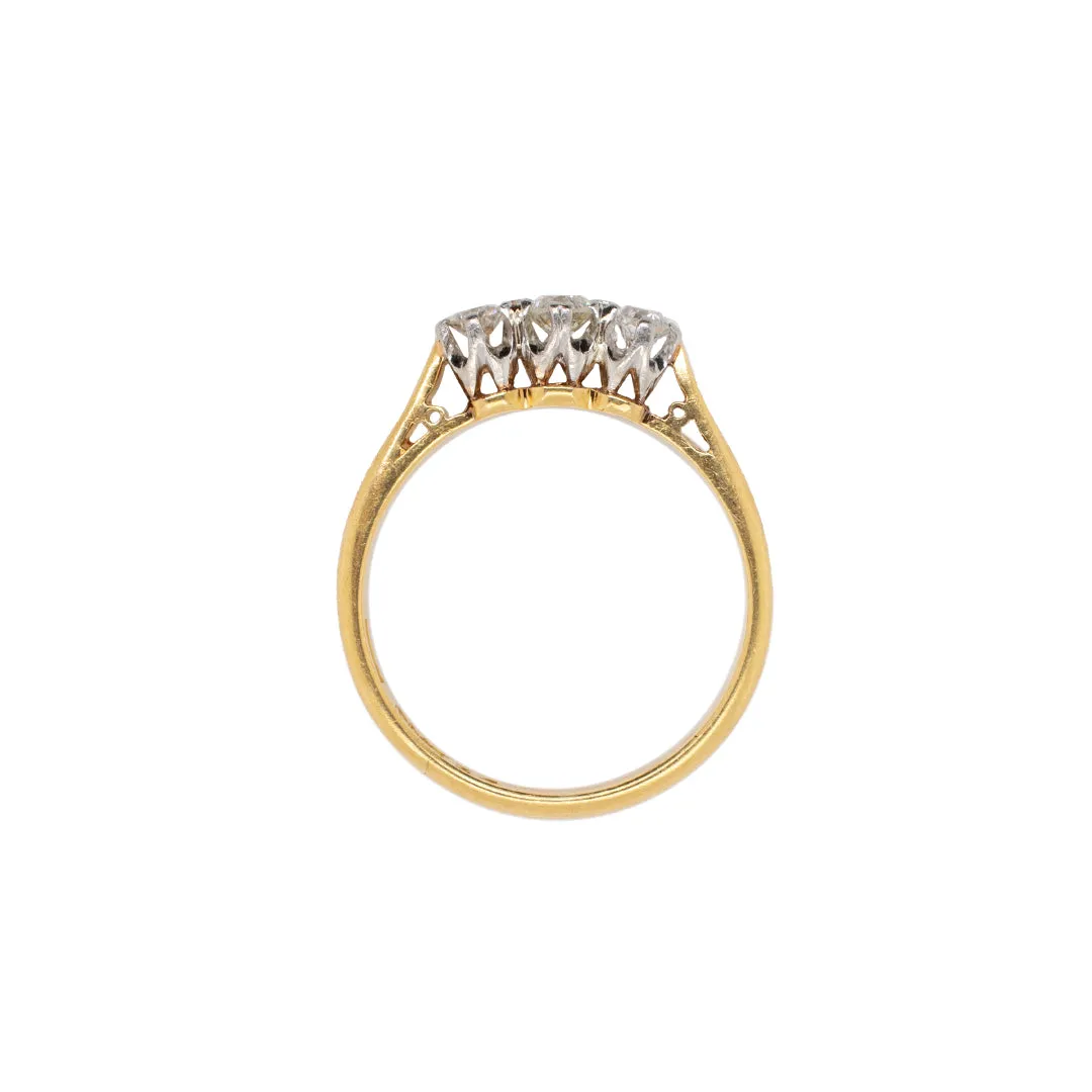 Antique Edwardian Era Platinum & 18K Yellow Gold Diamond Engagement Ring
