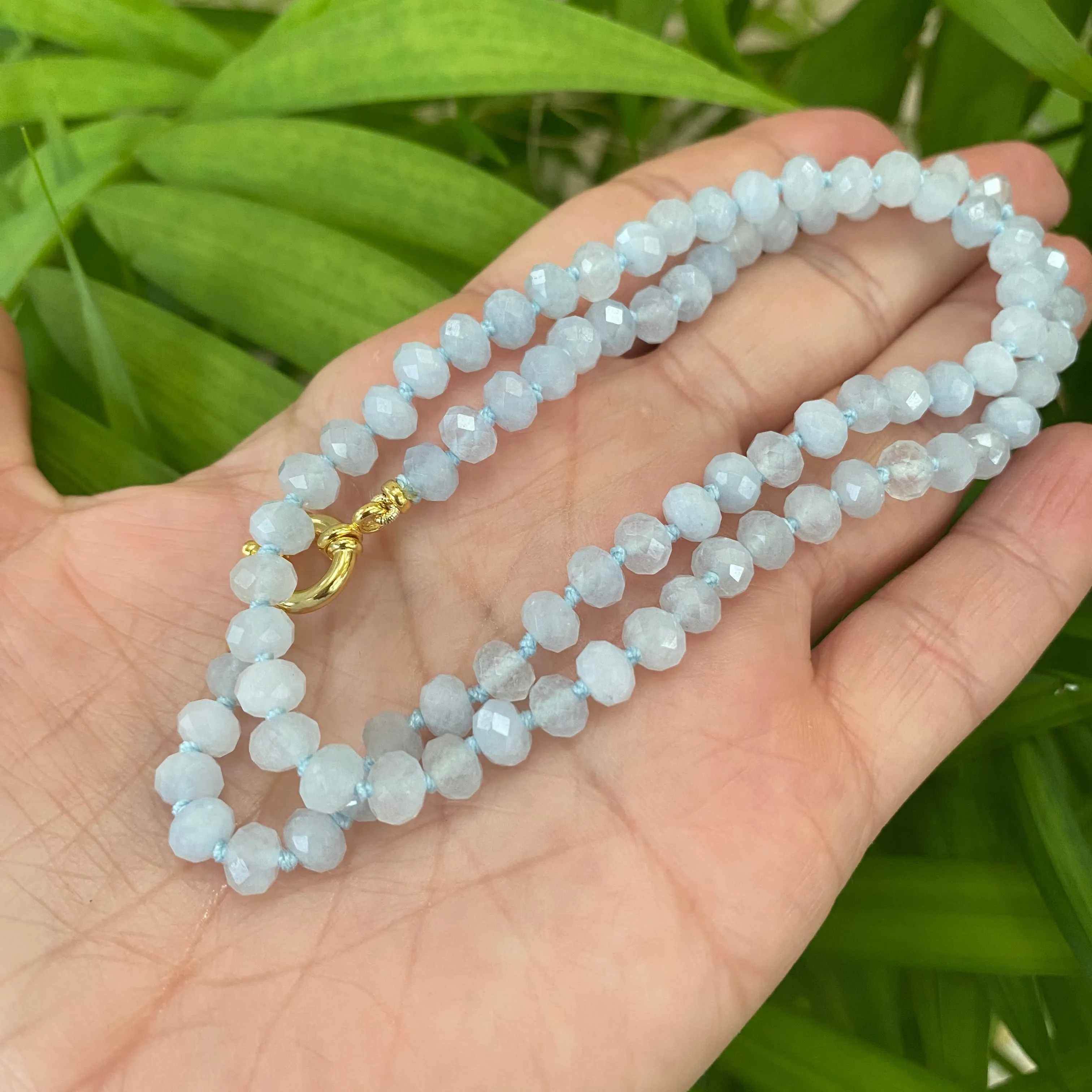Aquamarine Candy Necklace, Baroque Pearl Pendant, Gold Vermeil, March Birthstone, 19-21inches