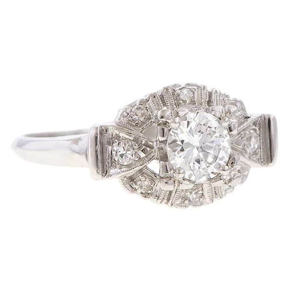 Art Deco Diamond Engagement Ring, RBC 0.51ct.