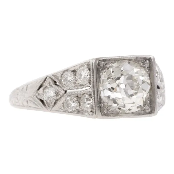 Art Deco Engagement Ring, Old European 1.00ct.
