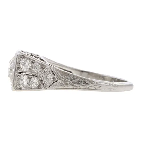 Art Deco Engagement Ring, Old European 1.00ct.