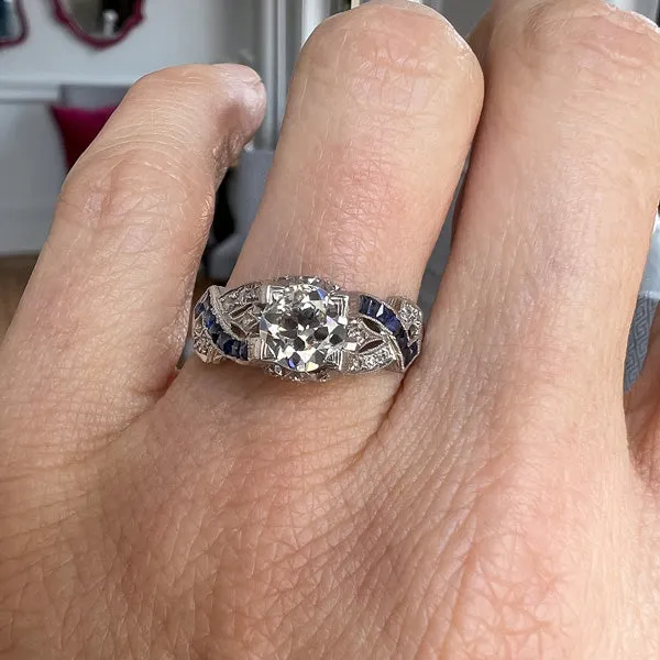 Art Deco Engagement Ring, TRB 0.90ct.