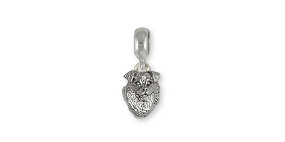 Australian Shepherd Charm Slide Jewelry Sterling Silver Handmade Dog Charm Slide AU1-PNS