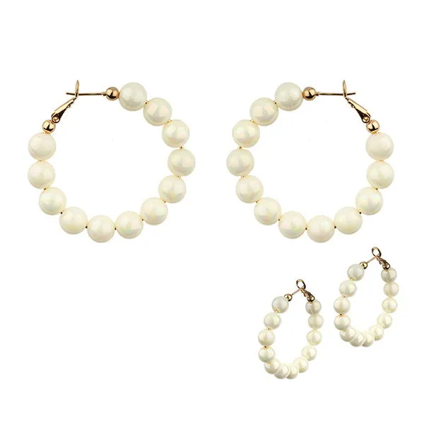 Barbie Theme Pearl Finish Bead Hoop Earrings