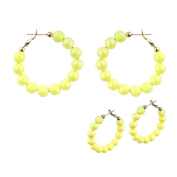 Barbie Theme Pearl Finish Bead Hoop Earrings