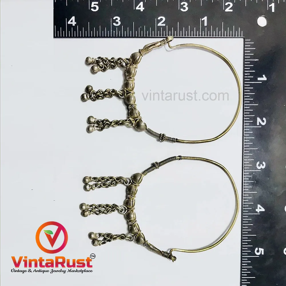Big Vintage Hoop Earrings With Bells