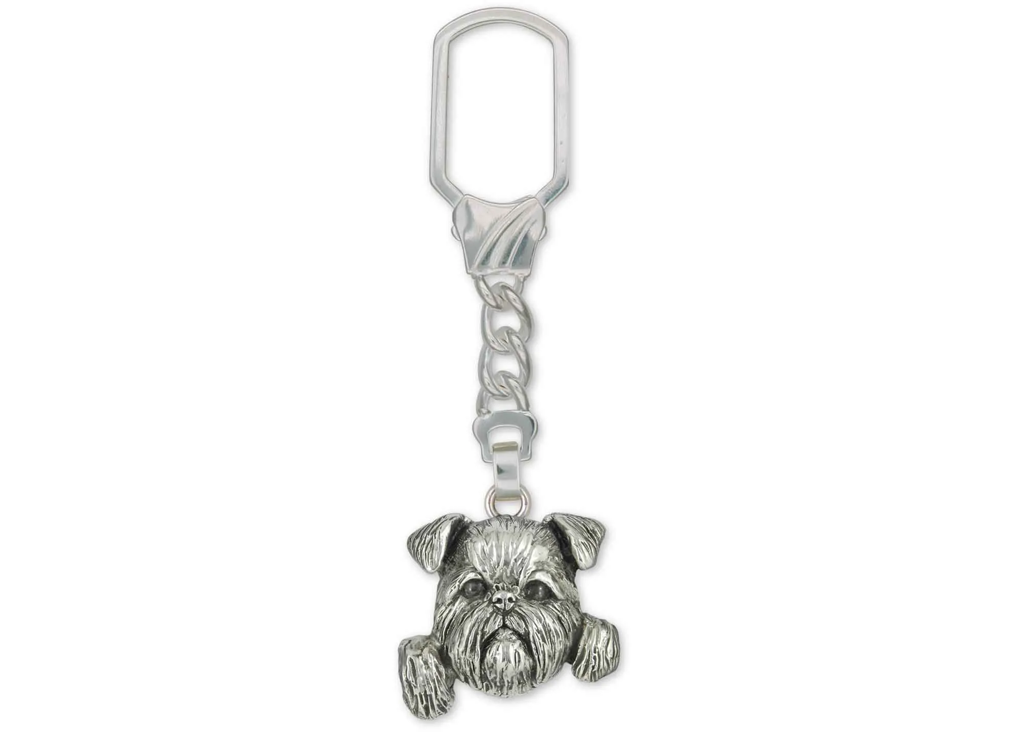 Brussels Griffon Jewelry Sterling Silver Handmade Brussels Griffon Key Ring  BGF1-KRE