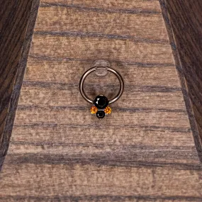 Caeli Captive Bead with Orange & Black Swarovski Crystals- Medium