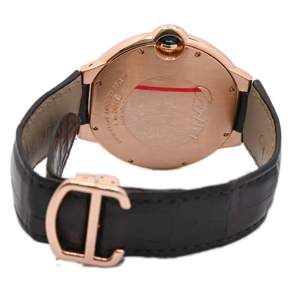 Cartier Men's Ballon Bleu Pink Gold 42mm Silver Roman Dial Watch Reference #: WGBB0017