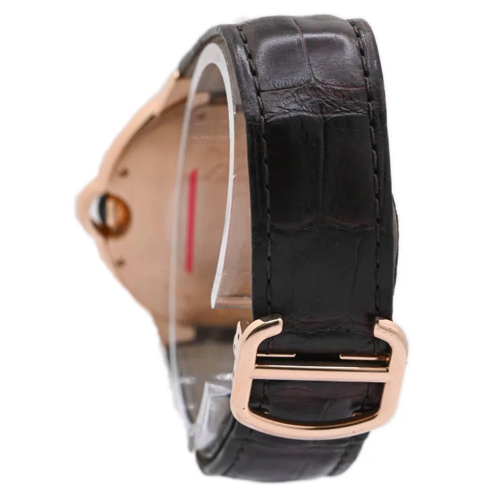 Cartier Men's Ballon Bleu Pink Gold 42mm Silver Roman Dial Watch Reference #: WGBB0017