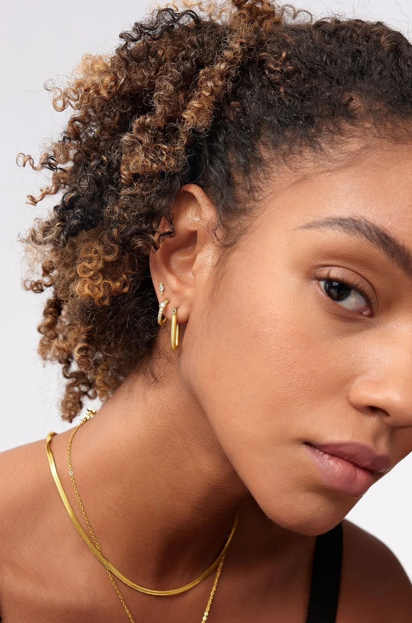 Clear Gem Freya Studs in Gold