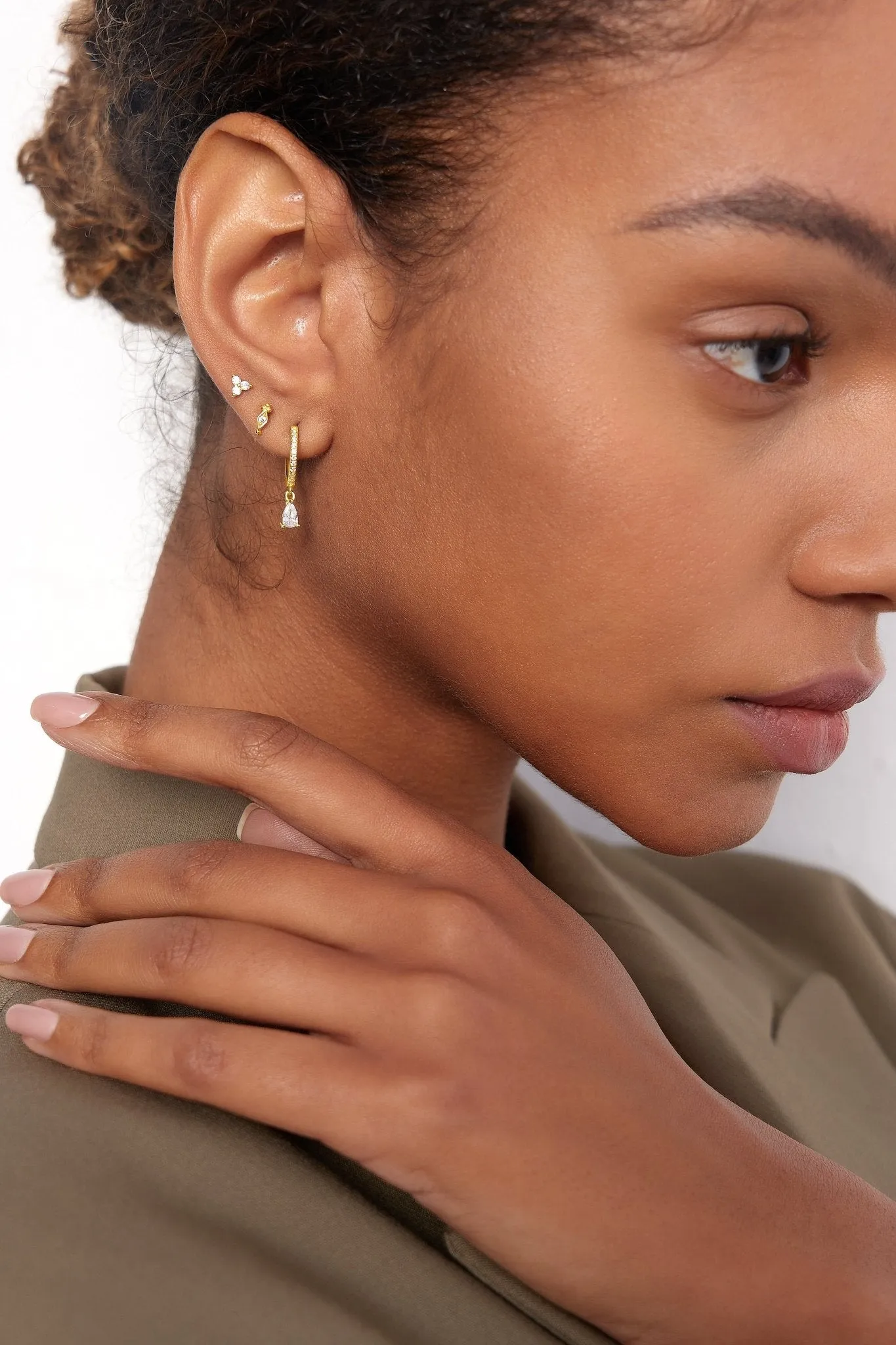 Clear Gem Freya Studs in Gold