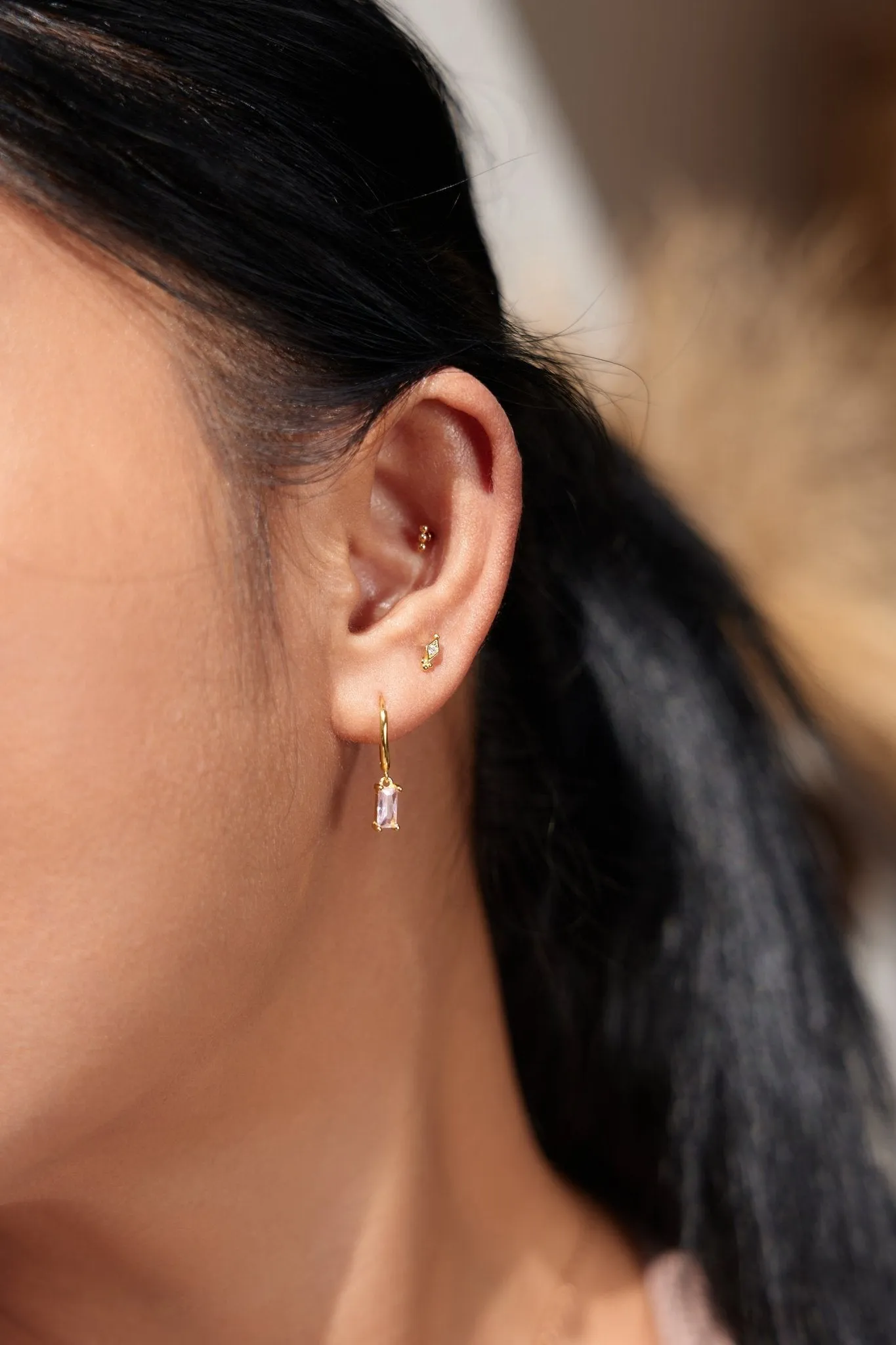 Clear Gem Freya Studs in Gold