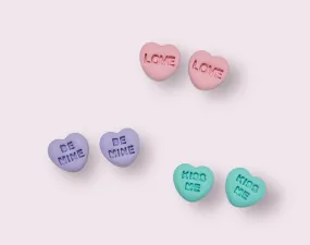 Conversation Heart Stud Clay Earrings