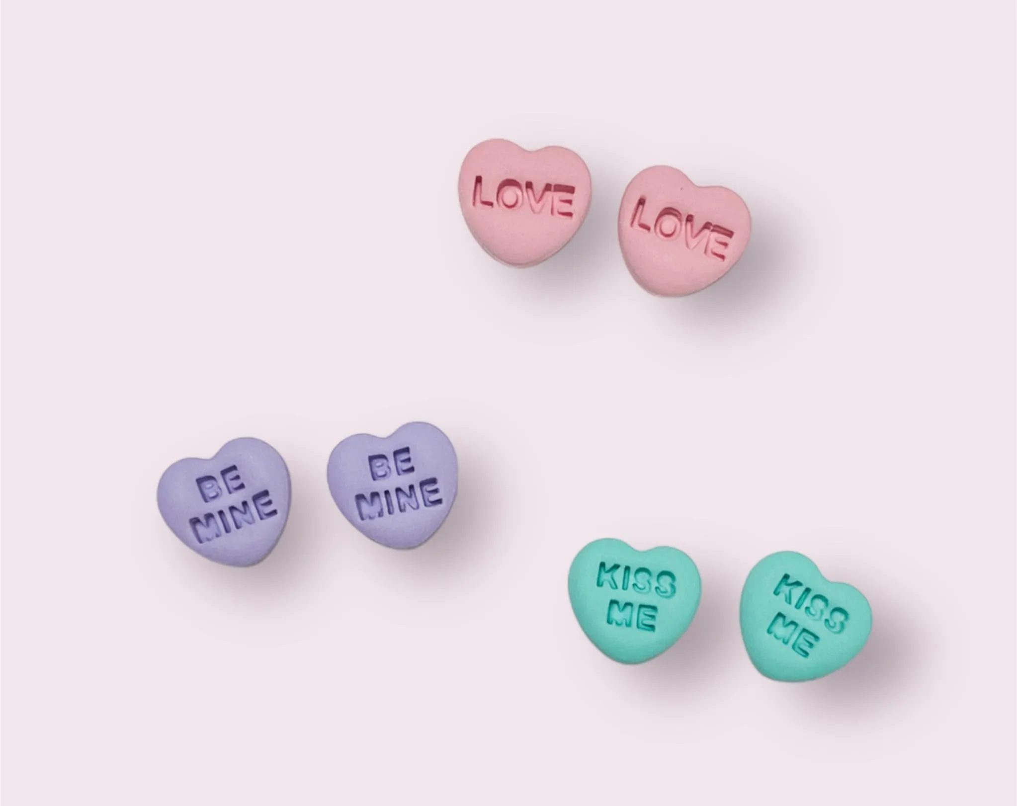 Conversation Heart Stud Clay Earrings