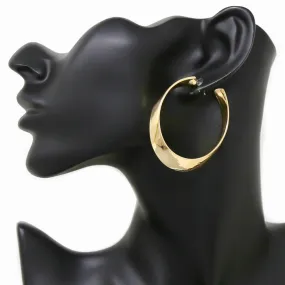 Curved Flattened Metal Hoop Earrings