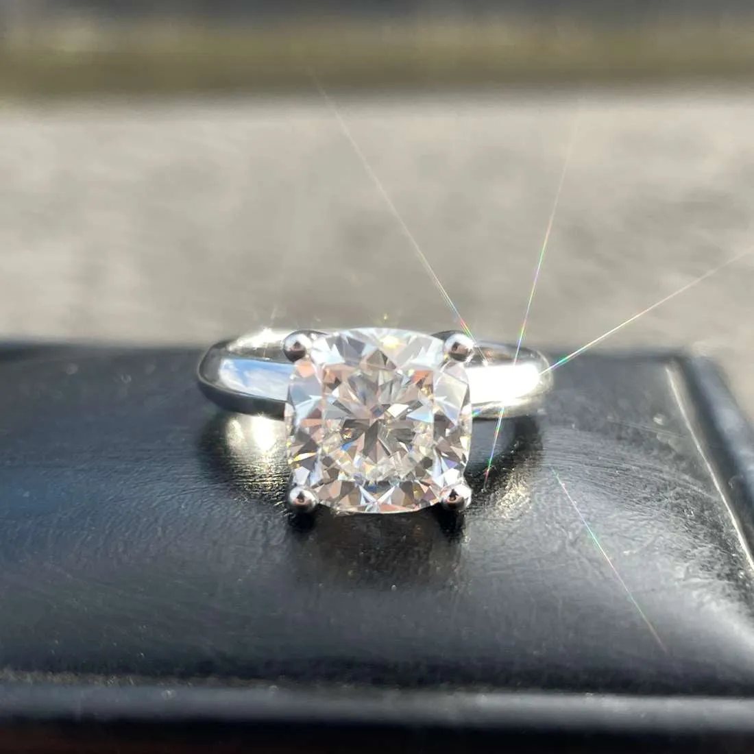 Cushion Cut Moissanite Engagement Ring 925 Sterling Silver
