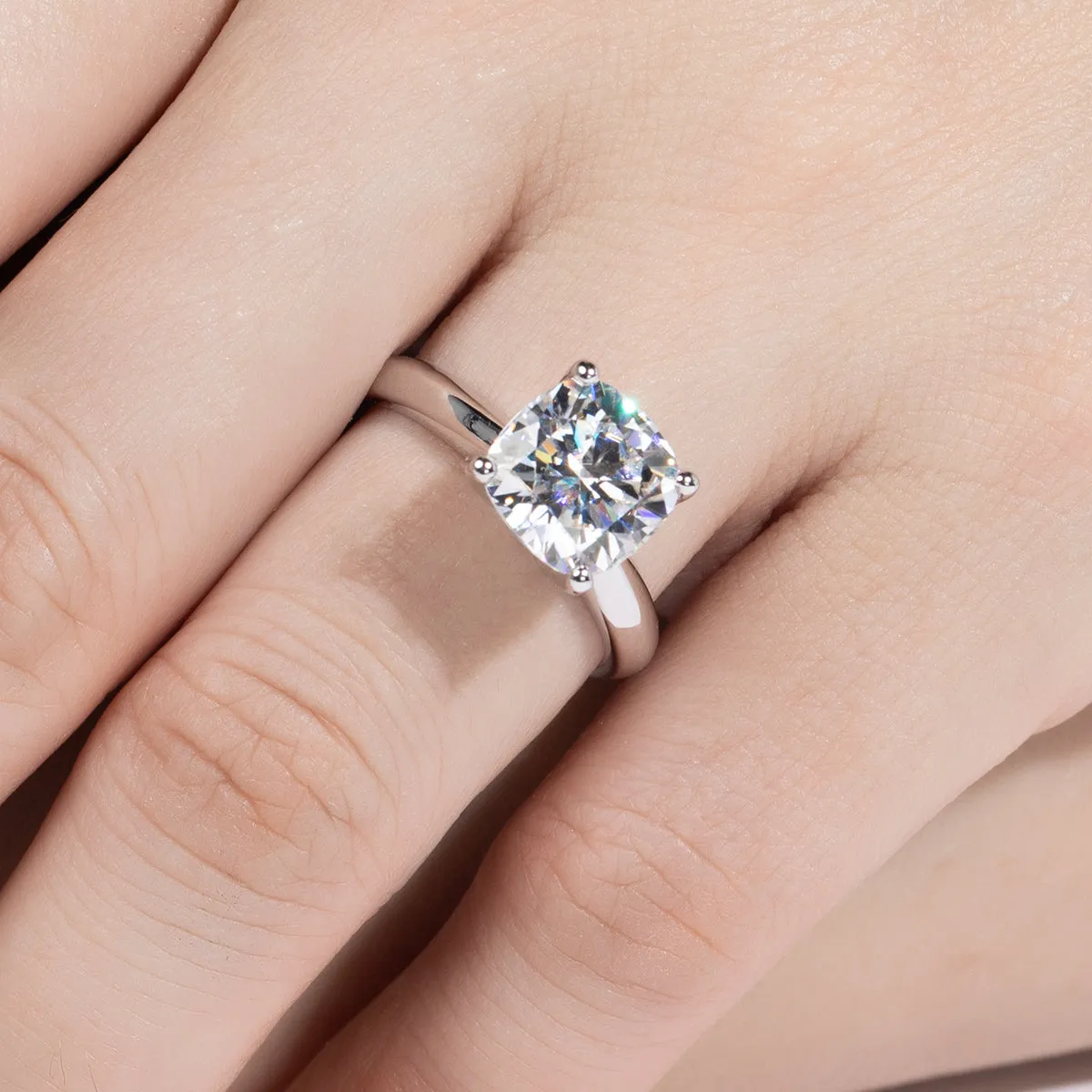 Cushion Cut Moissanite Engagement Ring 925 Sterling Silver