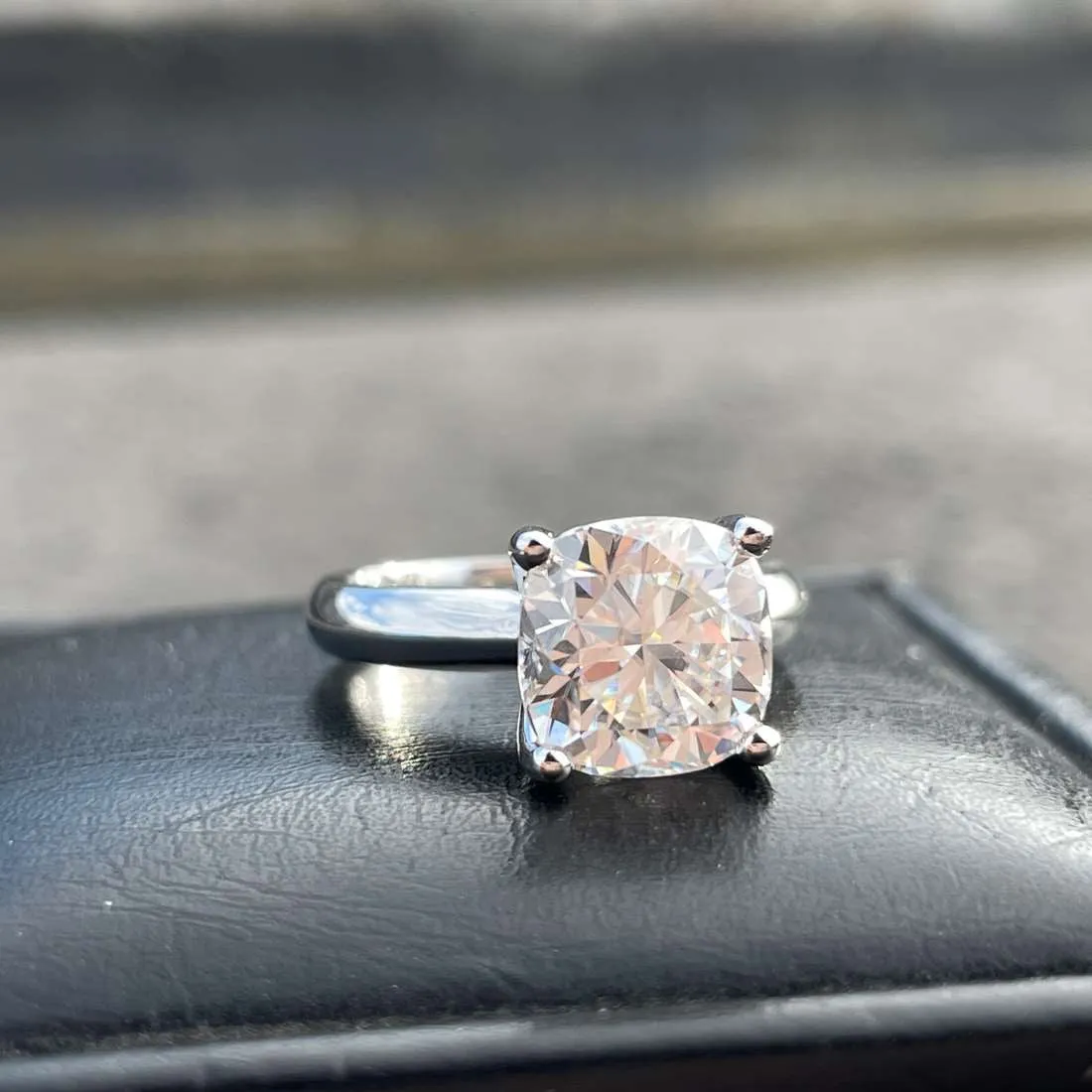 Cushion Cut Moissanite Engagement Ring 925 Sterling Silver