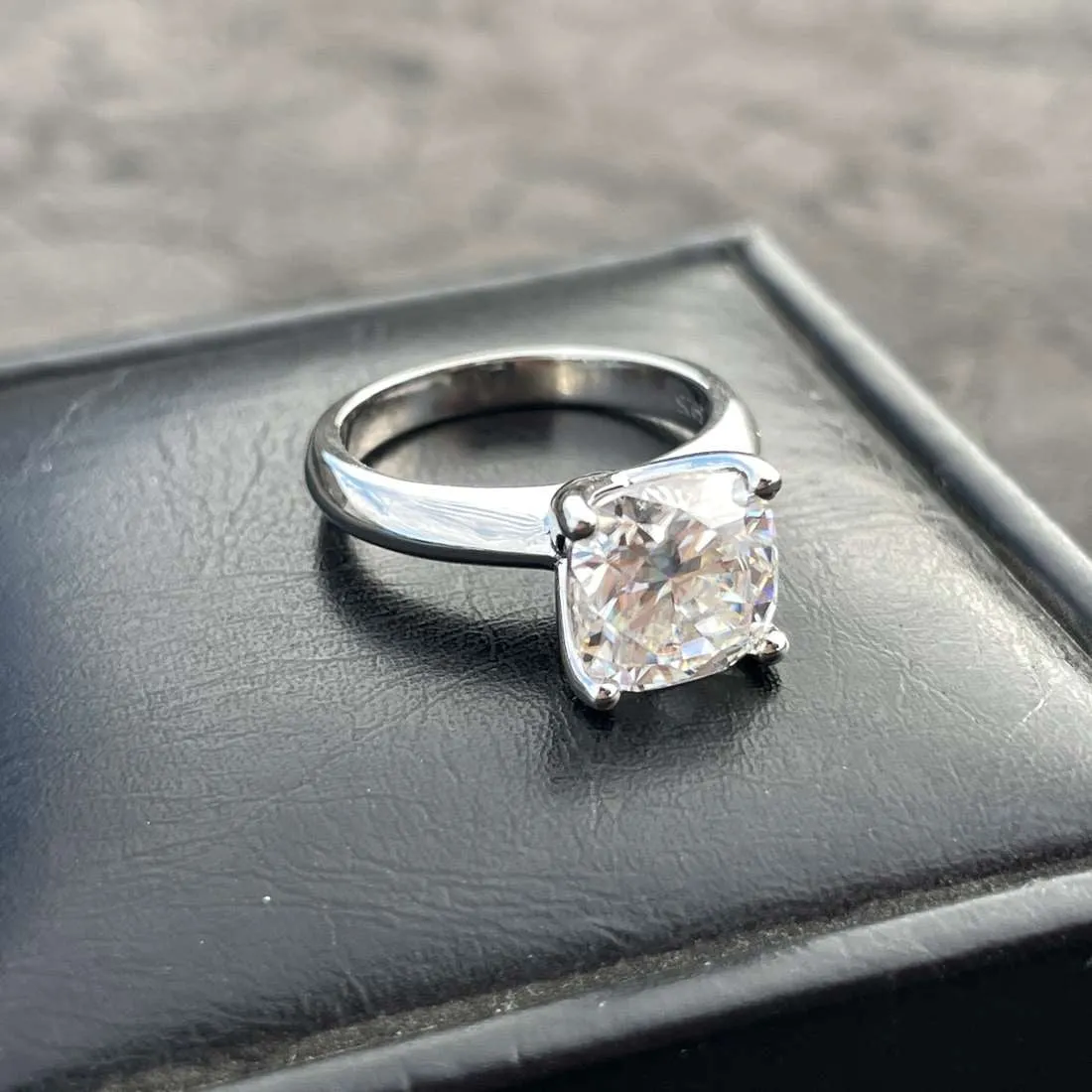 Cushion Cut Moissanite Engagement Ring 925 Sterling Silver