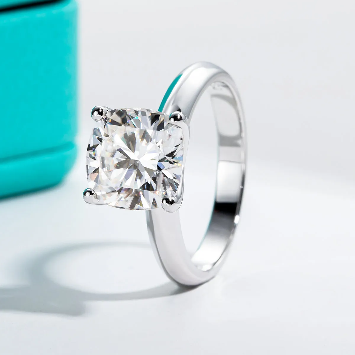 Cushion Cut Moissanite Engagement Ring 925 Sterling Silver