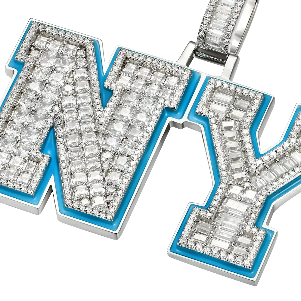 Custom Emerald Cut Moissanite University Font Letter/Number Pendant