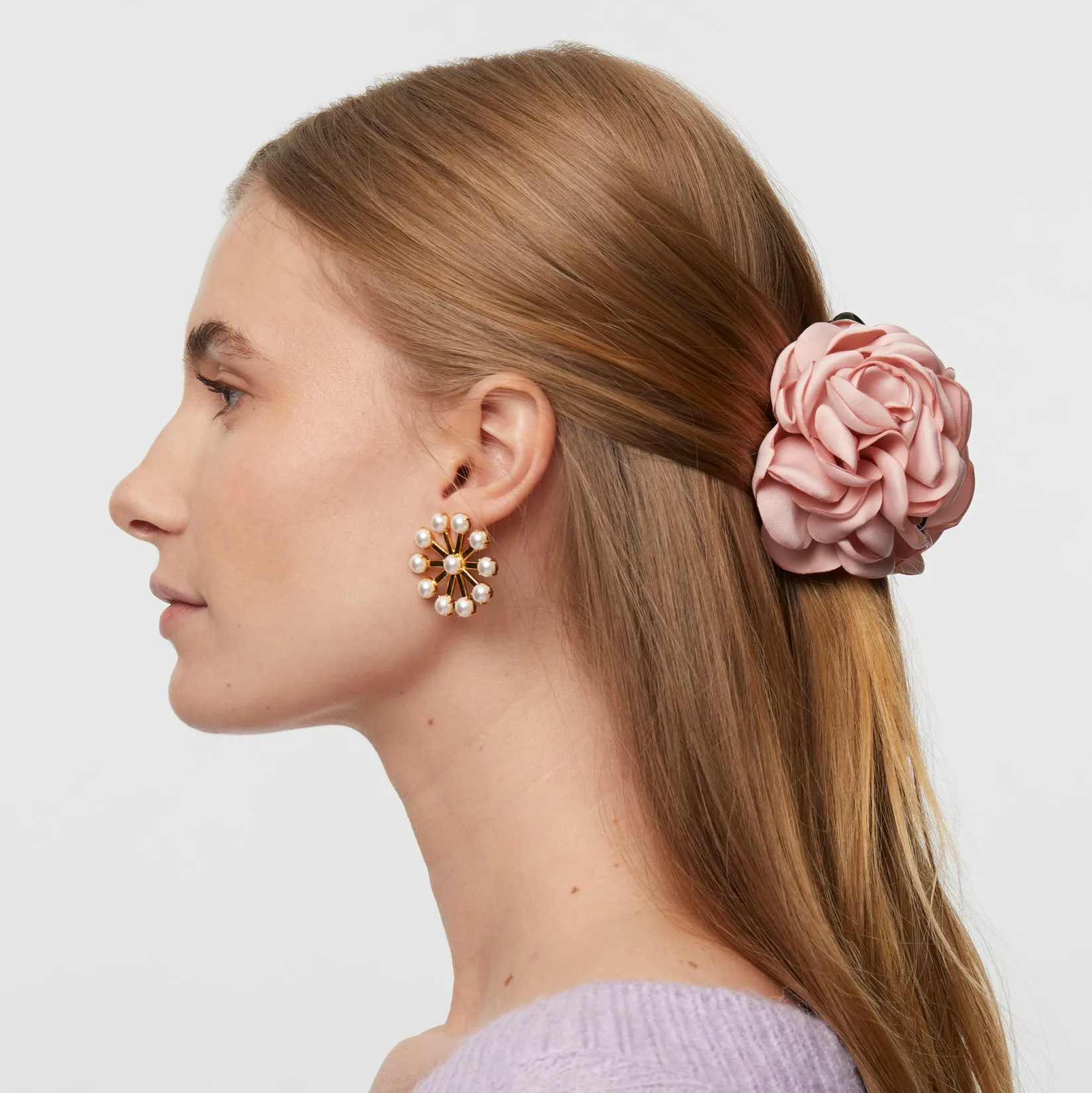 DUSTY ROSE PEONY FLOWER CLAW CLIP