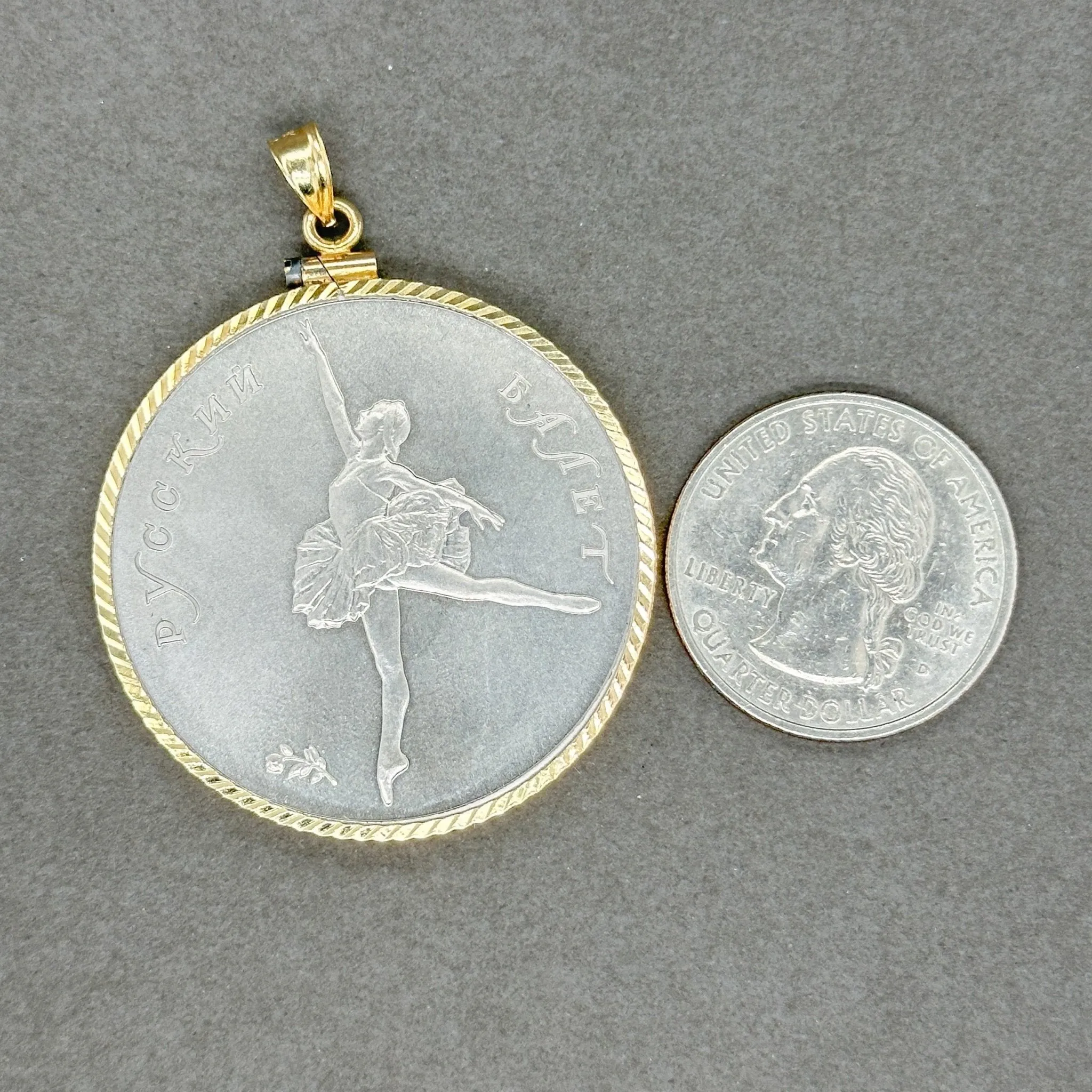 Estate 0.999 Fine Palladium 1991 Russian Ballerina 25 Rouble Coin Pendant