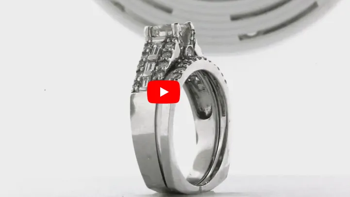 European Shank Diamond Engagement Ring Set 1.55 ct tw 14K White Gold DENG058