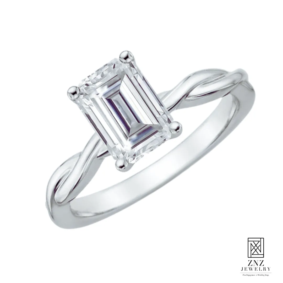 Eve Emerald Cut Engagement Ring Gold