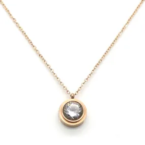 Fashion Crystal Necklace Women Collar Necklace Pendant 18K Rose Gold Plated Stainless Steel Necklace Chain Jewelry