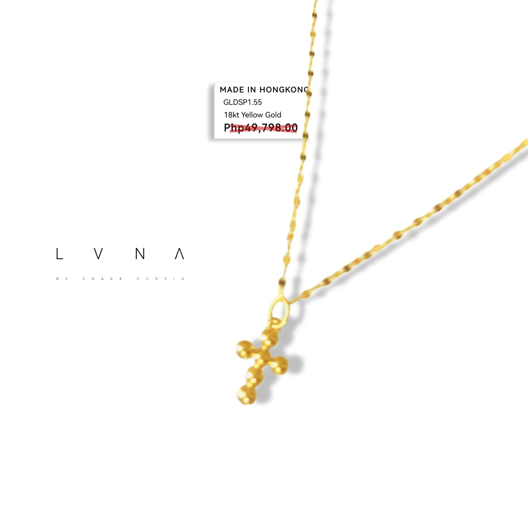 #GOLD2024 | 18K Golden Bubble Cross Necklace Dancing Chain 18”