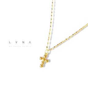 #GOLD2024 | 18K Golden Bubble Cross Necklace Dancing Chain 18”