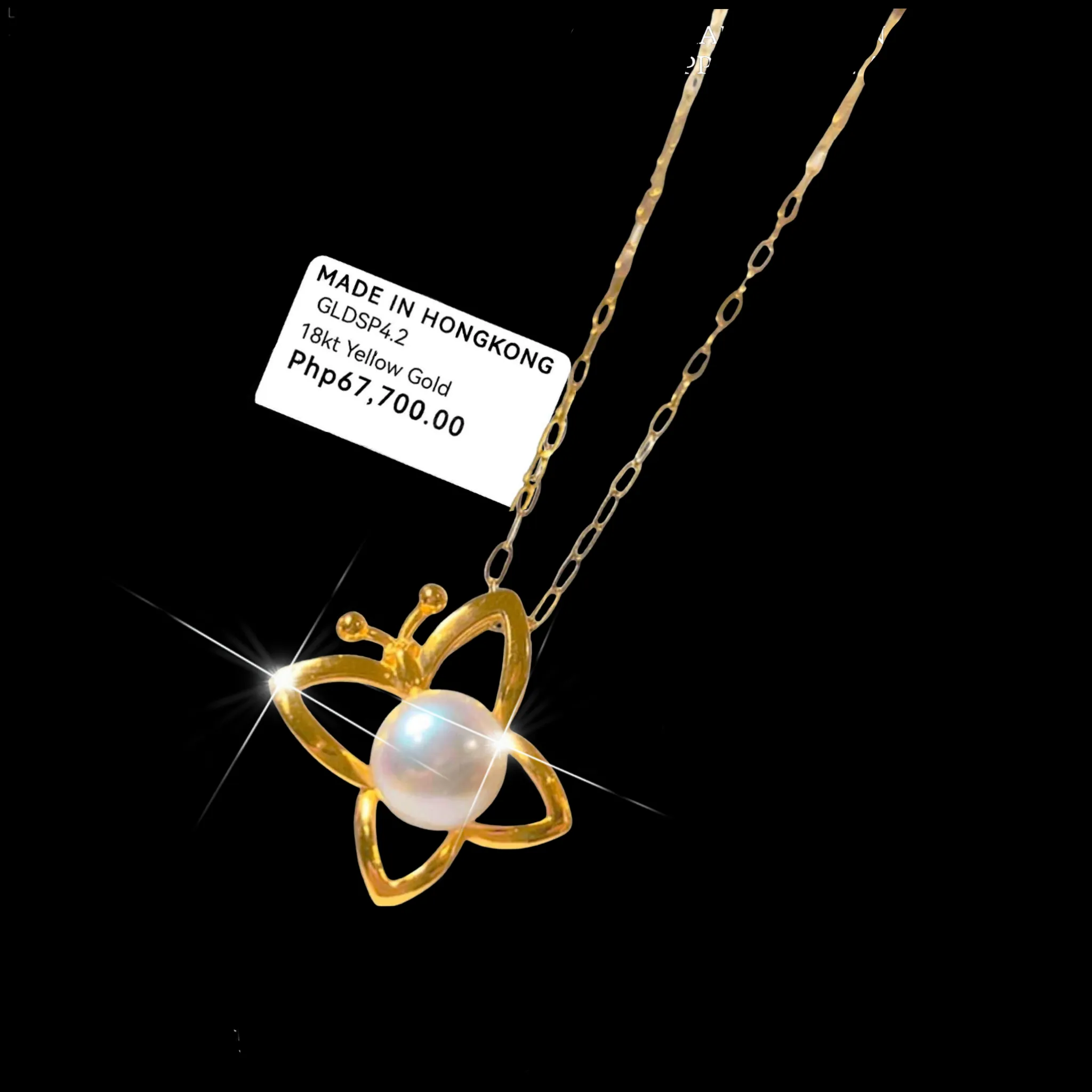 #GOLD2024 | 18K Golden Butterfly Pearl Necklace Paperclip Chain 18”