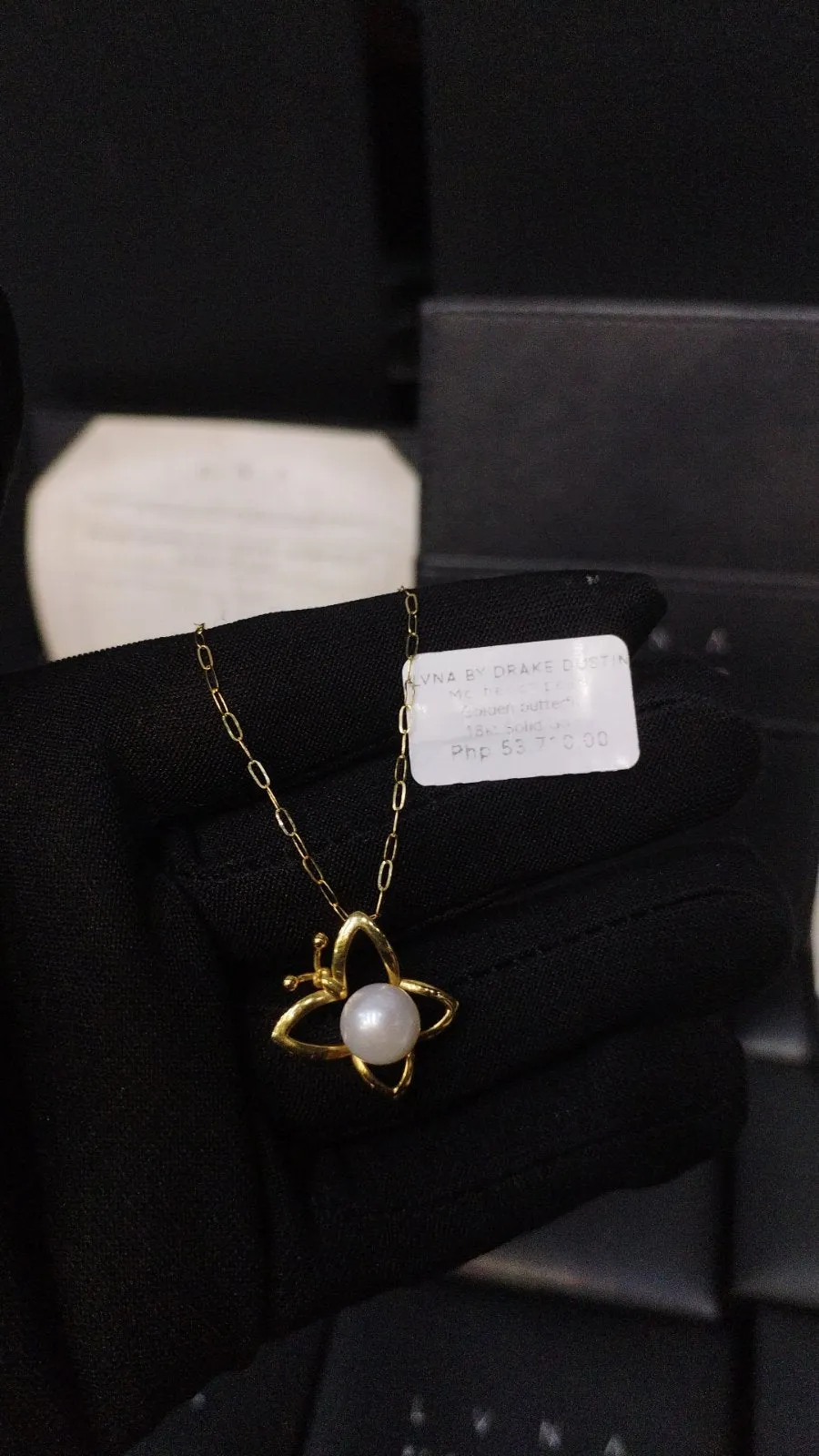 #GOLD2024 | 18K Golden Butterfly Pearl Necklace Paperclip Chain 18”