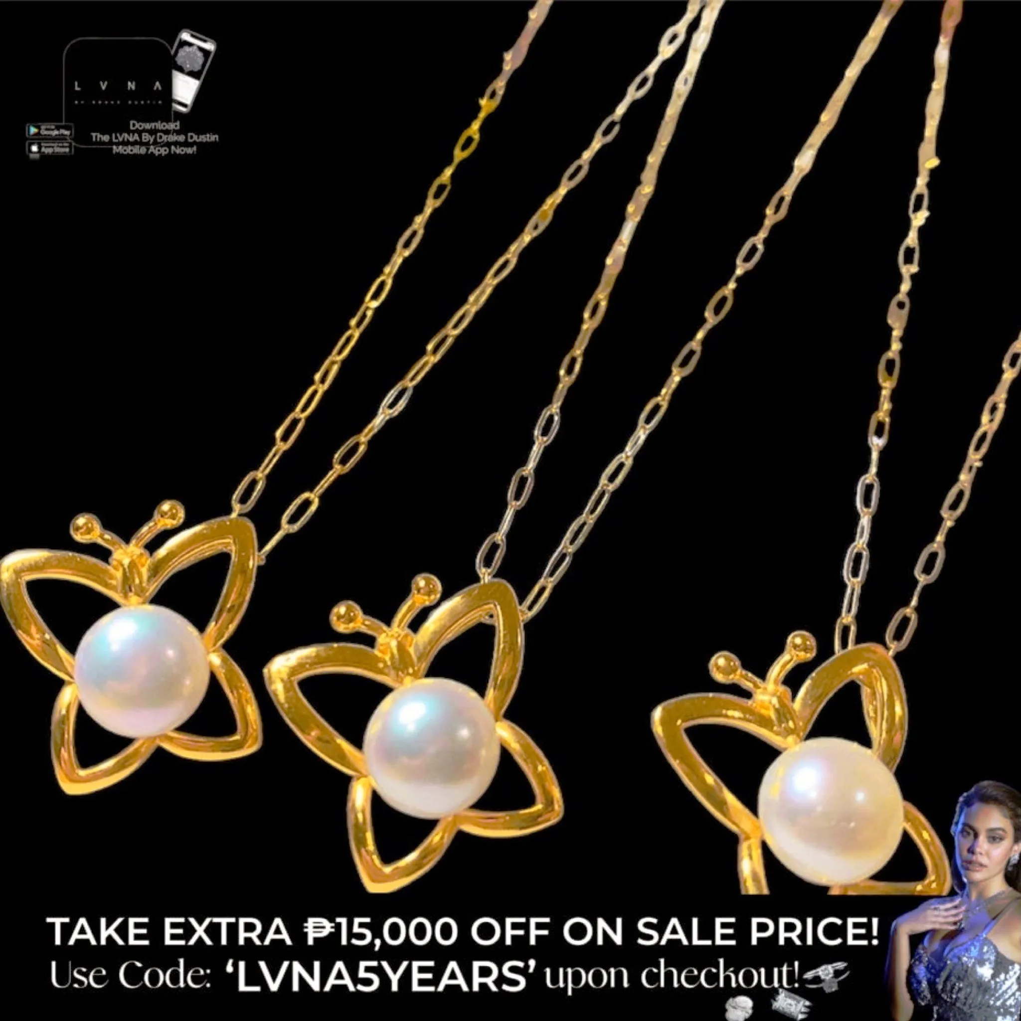 #GOLD2024 | 18K Golden Butterfly Pearl Necklace Paperclip Chain 18”
