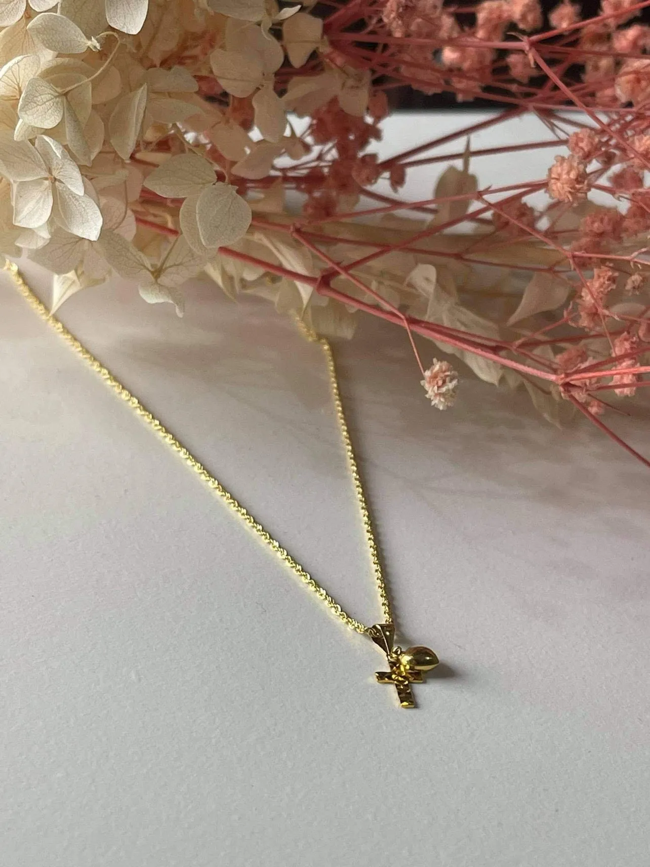 #GOLD2024 | 18K Golden Love Faith Necklace Rope Chain 17.5"