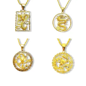 #GOLD2024 | 18K Golden Lucky Dragon Necklace Rope Chain 17.5”