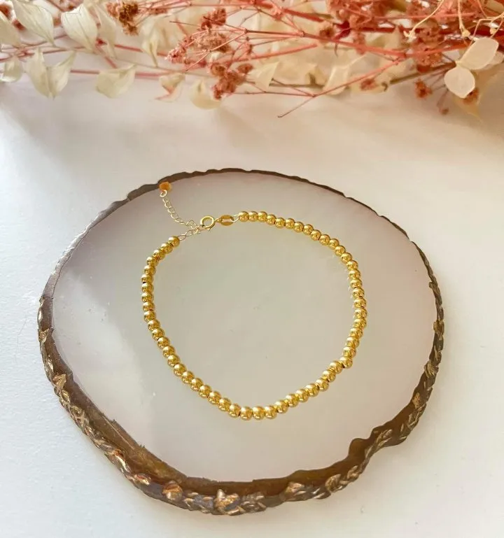 #GOLD2024 | 18K Golden Money Ball Beaded Bracelet