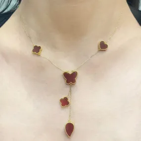 #GOLD2024 | Golden Red Carnelian Mixed Shape Centered Necklace 18kt