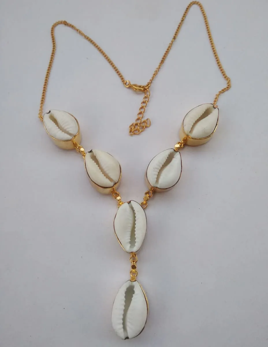 Handmade Gold Plated Cowrie Shell Designer Necklace