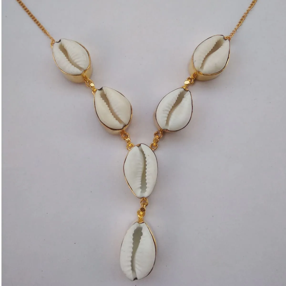 Handmade Gold Plated Cowrie Shell Designer Necklace