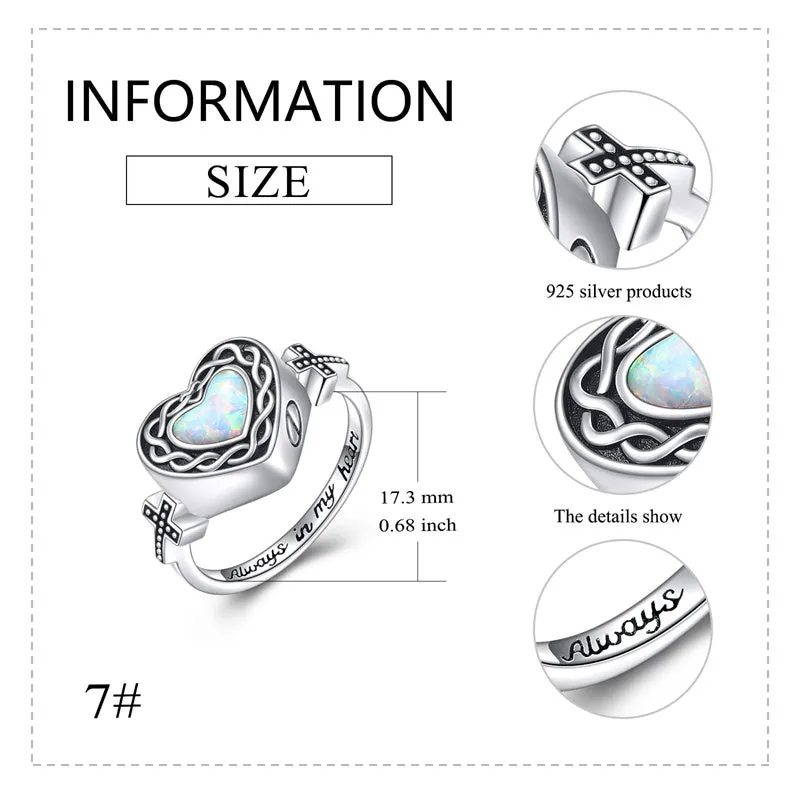 Heart Urn Rings for Ashes Celtic Knot Cross Rings Cremation Memorial Ring Keepsake Jewelry for Women for Human Ashes