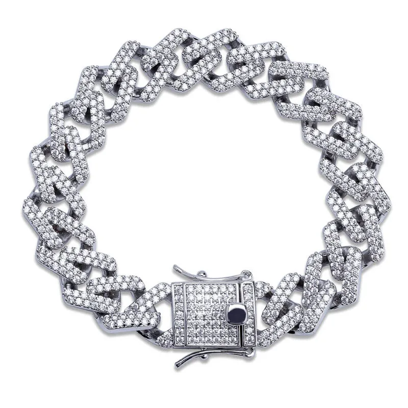 Hip-hop white copper 14MM diamond full diamond Cuban chain