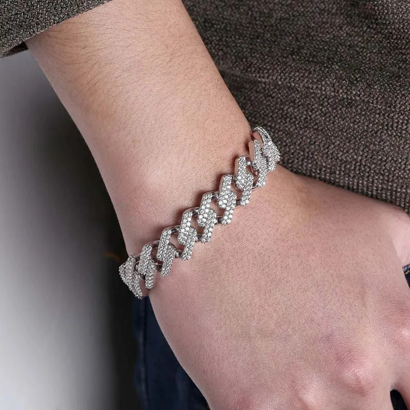 Hip-hop white copper 14MM diamond full diamond Cuban chain